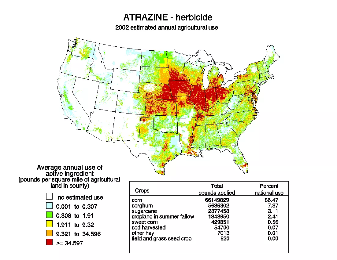 Atrazine Herbicide USA Map